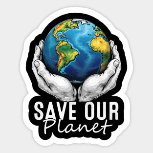 Save Our Planet Funny Earth Day Globe Sticker